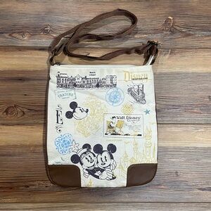 Disney Parks Crossover Brown Purse Bag Mickey Minnie Mouse Excellent Condition